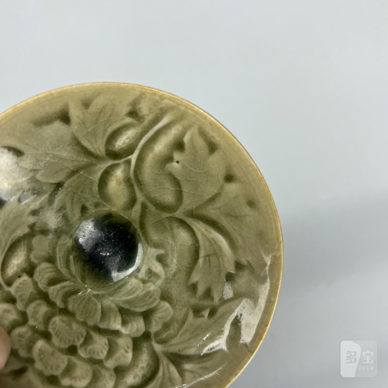 明代 青釉剔花斗笠盏 - 图12